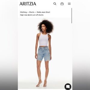 NWT Aritzia AGOLDE Stella Jean High-Rise Denim Cut-Off Shorts